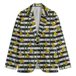 Yellow Daffodil Striped Pattern Print Men's Blazer