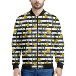 Yellow Daffodil Striped Pattern Print Men's Bomber Jacket