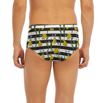 Yellow Daffodil Striped Pattern Print Men's Briefs