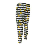 Yellow Daffodil Striped Pattern Print Men's Compression Pants