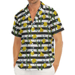 Yellow Daffodil Striped Pattern Print Men's Deep V-Neck Shirt