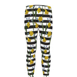 Yellow Daffodil Striped Pattern Print Men's leggings