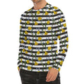 Yellow Daffodil Striped Pattern Print Men's Long Sleeve Rash Guard