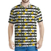 Yellow Daffodil Striped Pattern Print Men's Polo Shirt