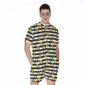 Yellow Daffodil Striped Pattern Print Men's Romper