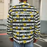 Yellow Daffodil Striped Pattern Print Men's Shirt Jacket