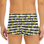 Yellow Daffodil Striped Pattern Print Men's Short Boxer Briefs