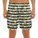 Yellow Daffodil Striped Pattern Print Men's Split Running Shorts