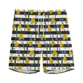 Yellow Daffodil Striped Pattern Print Men's Athletic Shorts