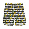 Yellow Daffodil Striped Pattern Print Men's Sports Shorts