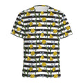 Yellow Daffodil Striped Pattern Print Men's Athletic T-Shirt