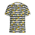 Yellow Daffodil Striped Pattern Print Men's Sports T-Shirt