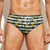 Yellow Daffodil Striped Pattern Print Men's Swim Briefs