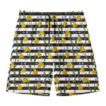 Yellow Daffodil Striped Pattern Print Men's Swim Trunks