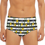 Yellow Daffodil Striped Pattern Print Men's Triangle Swim Briefs