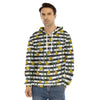 Yellow Daffodil Striped Pattern Print Men's Velvet Pullover Hoodie