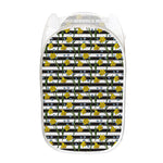 Yellow Daffodil Striped Pattern Print Mesh Laundry Hamper