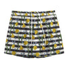 Yellow Daffodil Striped Pattern Print Mesh Shorts