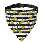 Yellow Daffodil Striped Pattern Print Over The Collar Dog Bandana