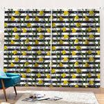 Yellow Daffodil Striped Pattern Print Pencil Pleat Curtains