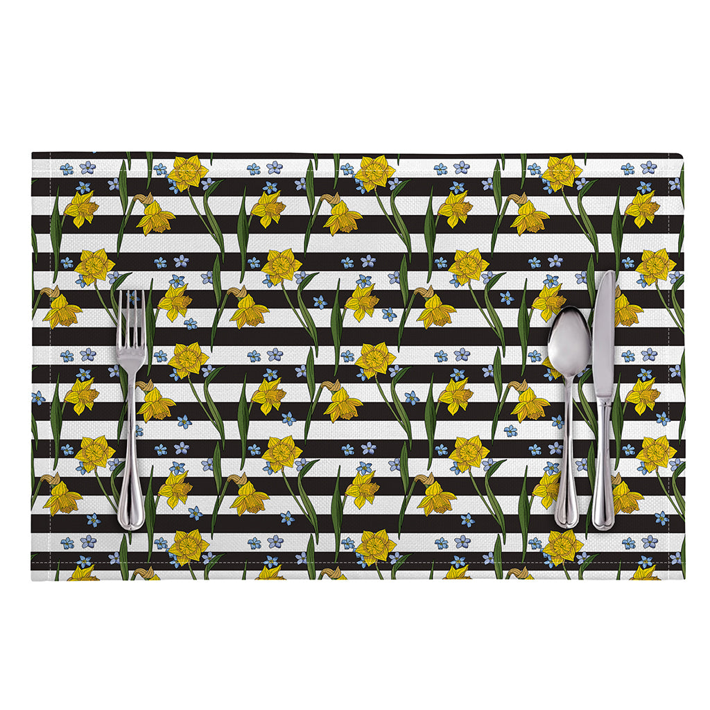 Yellow Daffodil Striped Pattern Print Placemat