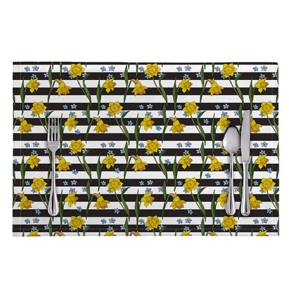 Yellow Daffodil Striped Pattern Print Placemat