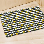 Yellow Daffodil Striped Pattern Print Polyester Doormat