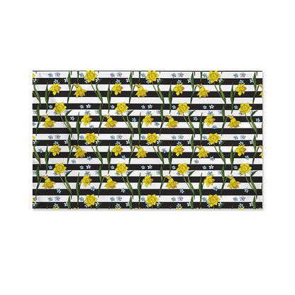 Yellow Daffodil Striped Pattern Print Polyester Flag