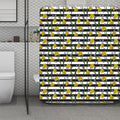 Yellow Daffodil Striped Pattern Print Polyester Shower Curtain