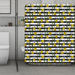 Yellow Daffodil Striped Pattern Print Polyester Shower Curtain