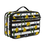 Yellow Daffodil Striped Pattern Print Portable Lunch Bag
