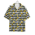 Yellow Daffodil Striped Pattern Print Rayon Hawaiian Shirt