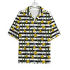 Yellow Daffodil Striped Pattern Print Rayon Hawaiian Shirt