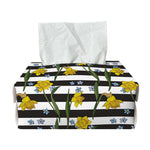Yellow Daffodil Striped Pattern Print Rectangle Tissue Box Cover