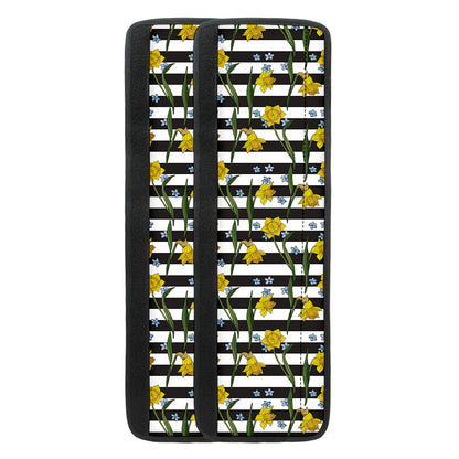 Yellow Daffodil Striped Pattern Print Refrigerator Handle Covers