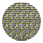 Yellow Daffodil Striped Pattern Print Round Blanket