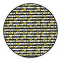 Yellow Daffodil Striped Pattern Print Round Floor Mat