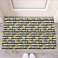 Yellow Daffodil Striped Pattern Print Rubber Doormat