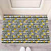 Yellow Daffodil Striped Pattern Print Rubber Doormat