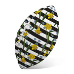 Yellow Daffodil Striped Pattern Print Rugby Ball