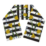 Yellow Daffodil Striped Pattern Print Scarf