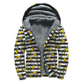 Yellow Daffodil Striped Pattern Print Sherpa Lined Zip Up Hoodie