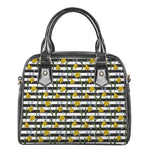 Yellow Daffodil Striped Pattern Print Shoulder Handbag