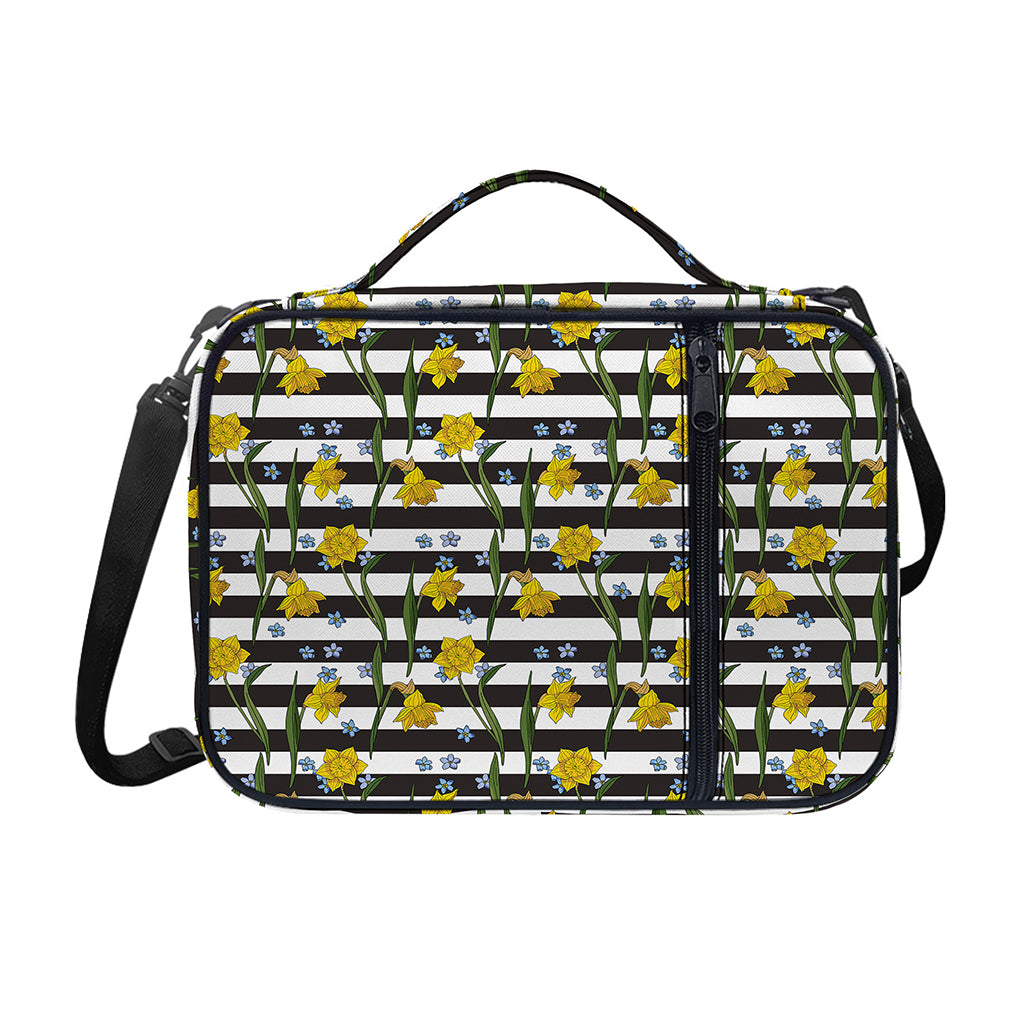Yellow Daffodil Striped Pattern Print Shoulder Strap Bible Bag