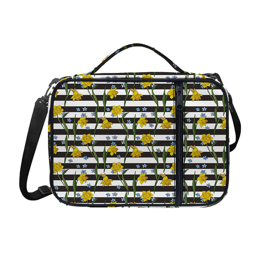 Yellow Daffodil Striped Pattern Print Shoulder Strap Bible Bag