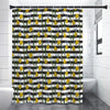 Yellow Daffodil Striped Pattern Print Shower Curtain