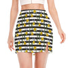 Yellow Daffodil Striped Pattern Print Side Slit Mini Skirt