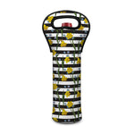 Yellow Daffodil Striped Pattern Print Single Neoprene Wine Tote