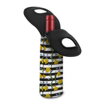 Yellow Daffodil Striped Pattern Print Single Neoprene Wine Tote