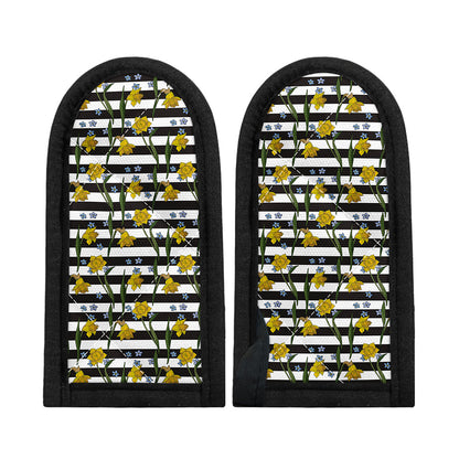 Yellow Daffodil Striped Pattern Print Skillet Handle Cover